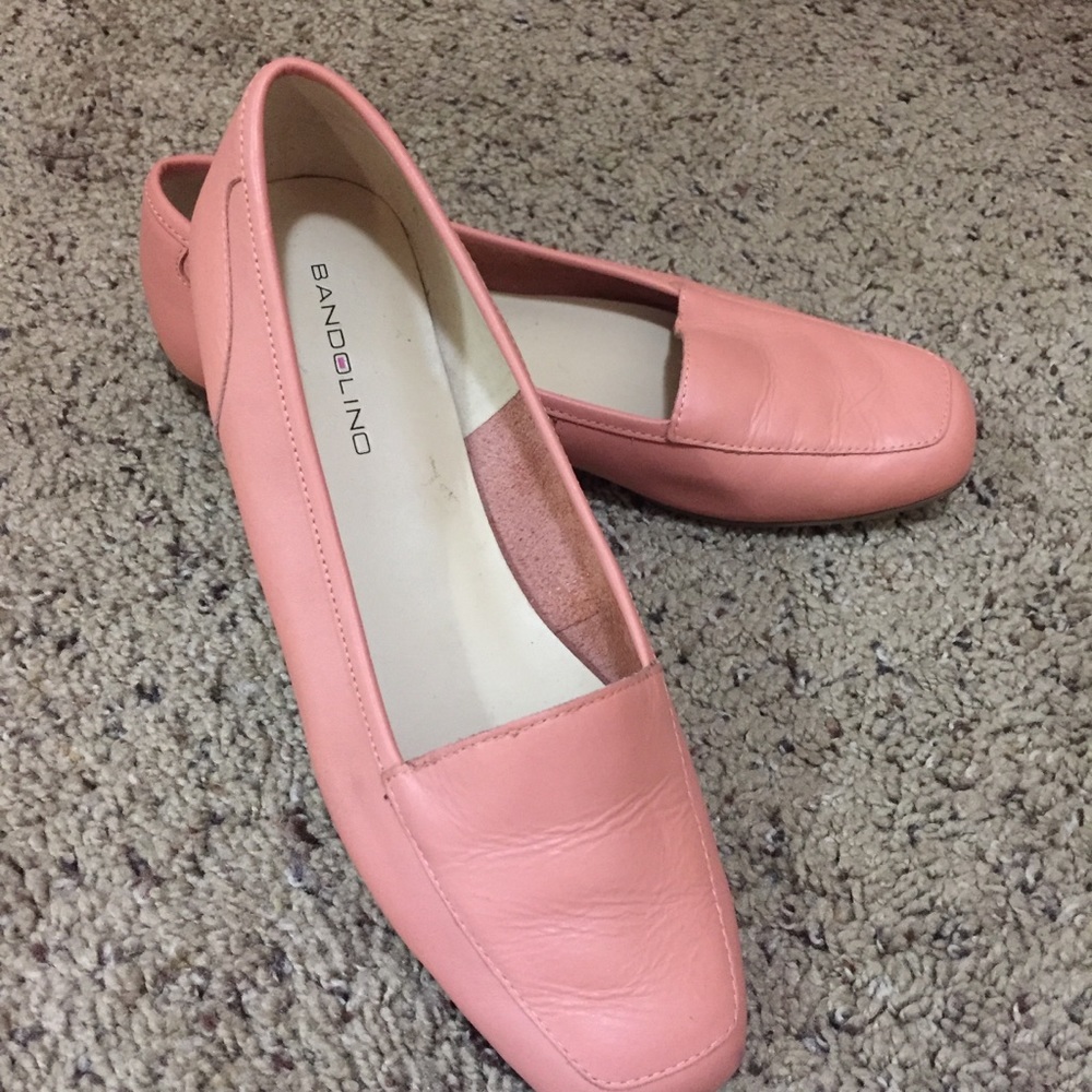 comfortable  coral nude pink leather flat